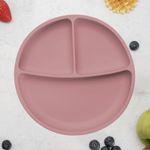 Jucarii, Copii si Bebe - Hrana si alaptare - Biberoane, suzete si accesorii hranire - Articole hranire bebelusi - Farfurie compartimentata din silicon cu ventuza, AppeKids - Old Rose - Infinity.ro