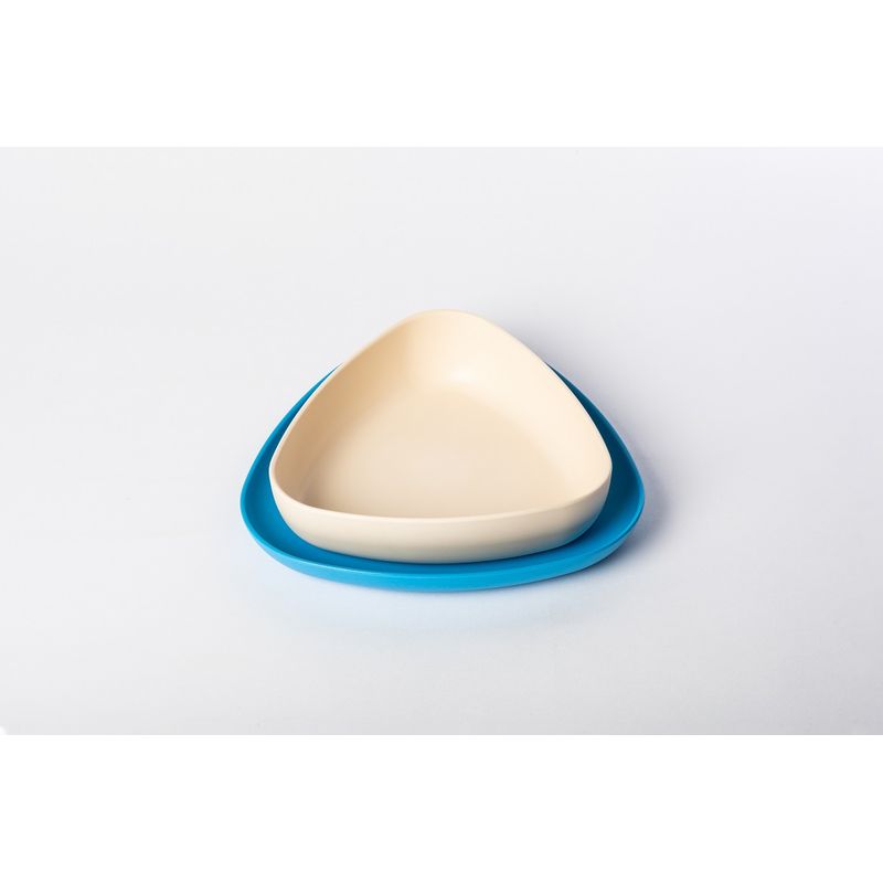 Jucarii, Copii si Bebe - Hrana si alaptare - Biberoane, suzete si accesorii hranire - Articole hranire bebelusi - Set 2 farfurii, eKoala, BIOplastic, White/Blue - Infinity.ro