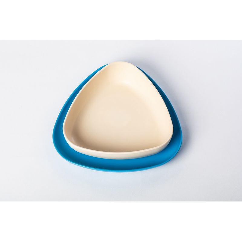 Jucarii, Copii si Bebe - Hrana si alaptare - Biberoane, suzete si accesorii hranire - Articole hranire bebelusi - Set 2 farfurii, eKoala, BIOplastic, White/Blue - Infinity.ro