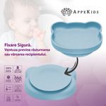 Jucarii, Copii si Bebe - Hrana si alaptare - Biberoane, suzete si accesorii hranire - Articole hranire bebelusi - Farfurie din silicon cu ventuza, AppeKids, Panda - Aqua Blue - Infinity.ro