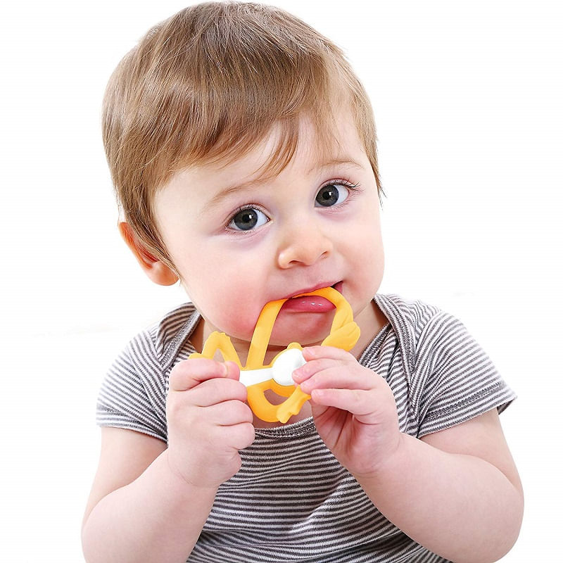 Jucarii, Copii si Bebe - Jucarii si jocuri - Jucarii bebelusi - Jucarii pentru dentitie - INEL GINGIVAL DIN SILICON, MOMBELLA - MAIMUTICA GALBENA - Infinity.ro