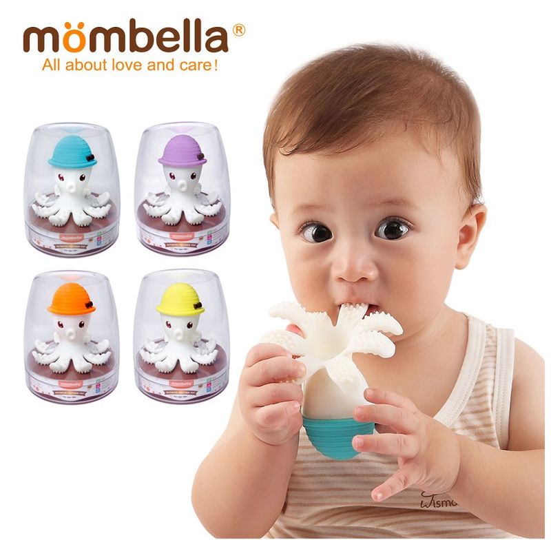 Jucarii, Copii si Bebe - Jucarii si jocuri - Jucarii bebelusi - Jucarii pentru dentitie - INEL GINGIVAL DIN SILICON, MOMBELLA - OCTOPUS ORANGE - Infinity.ro