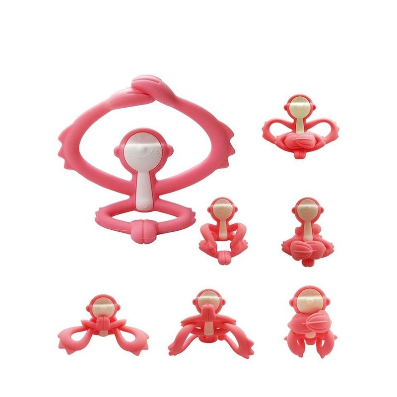 Jucarii, Copii si Bebe - Jucarii si jocuri - Jucarii bebelusi - Jucarii pentru dentitie - INEL GINGIVAL DIN SILICON, MOMBELLA - MAIMUTICA OLD ROZE - Infinity.ro