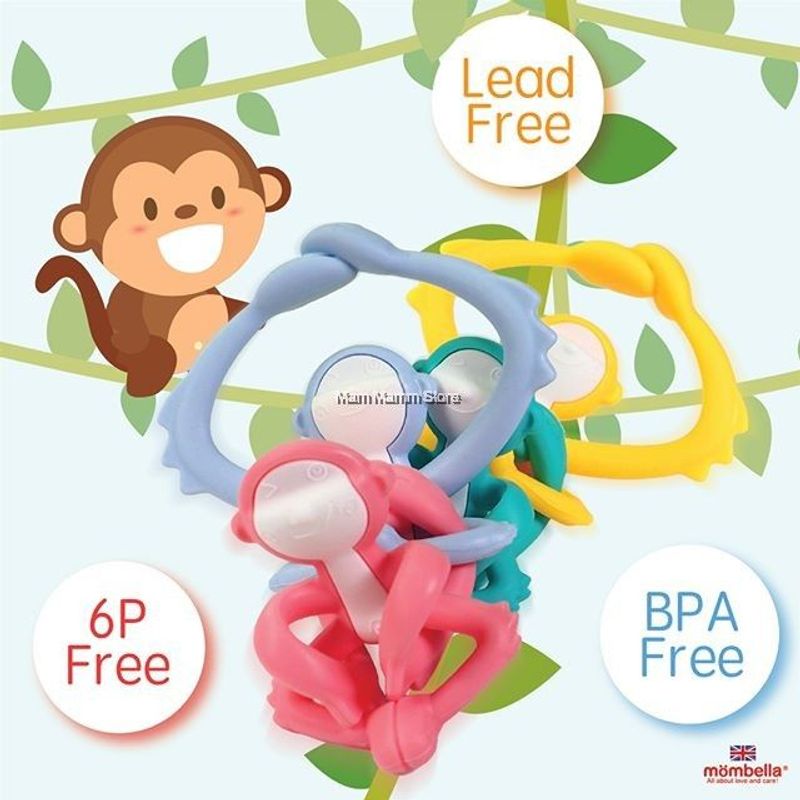 Jucarii, Copii si Bebe - Jucarii si jocuri - Jucarii bebelusi - Jucarii pentru dentitie - INEL GINGIVAL DIN SILICON, MOMBELLA - MAIMUTICA OLD ROZE - Infinity.ro