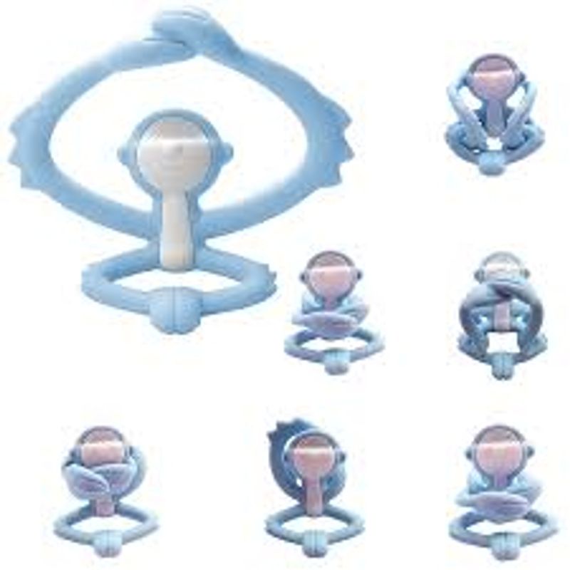 Jucarii, Copii si Bebe - Jucarii si jocuri - Jucarii bebelusi - Jucarii pentru dentitie - INEL GINGIVAL DIN SILICON, MOMBELLA - MAIMUTICA GREY - Infinity.ro