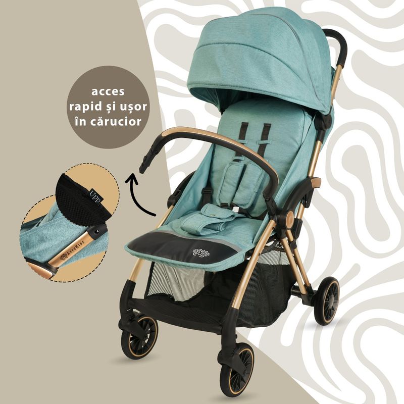Jucarii, Copii si Bebe - Carucioare si articole de transport - Carucioare - Carucioare sport - Carucior Sport AppeKids – Upp – Ultracompact, Pliere automata, De la nastere la 22kg - River Green - Infinity.ro