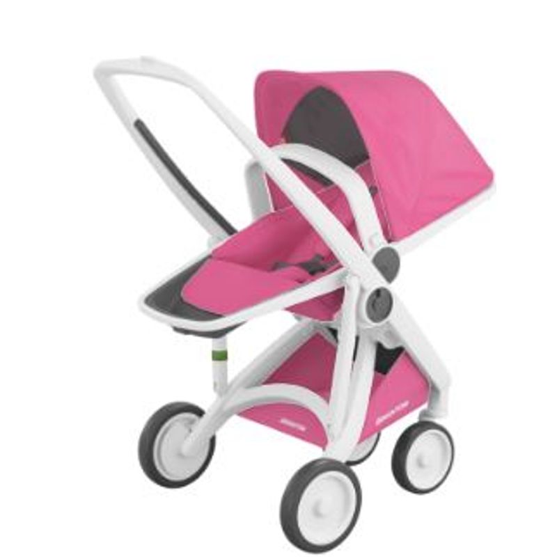 Jucarii, Copii si Bebe - Carucioare si articole de transport - Carucioare - Carucioare standard - Carucior 2 In 1, Greentom, 100% Ecologic, White Pink - Infinity.ro