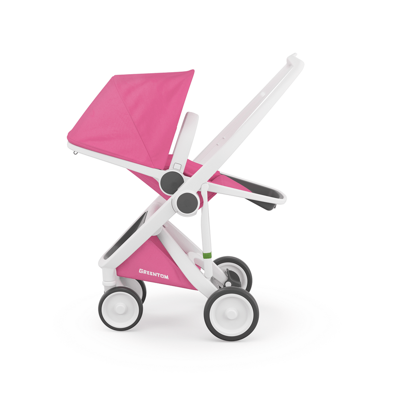 Jucarii, Copii si Bebe - Carucioare si articole de transport - Carucioare - Carucioare standard - Carucior 2 In 1, Greentom, 100% Ecologic, White Pink - Infinity.ro