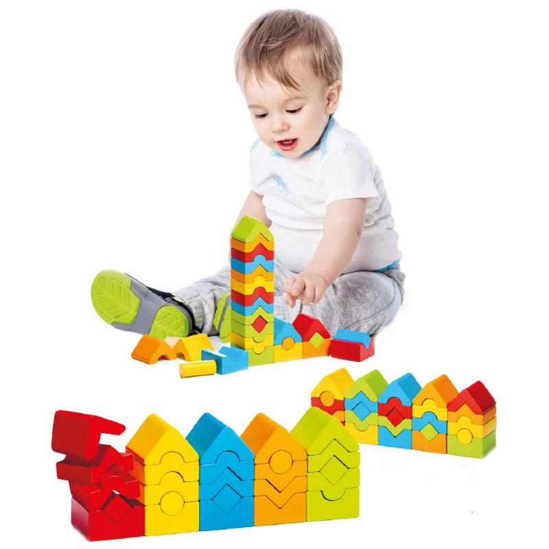 Jucarii, Copii si Bebe - Jucarii si jocuri - Seturi de constructie si cuburi - Seturi de constructie - Jucarie Din Lemn Cubika, Set de constructii “Turnuri” - Infinity.ro