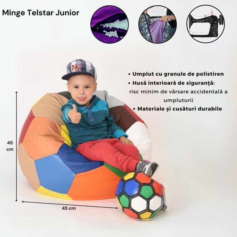 Casa si Gradina - Mobilier - Scaune si fotolii - Fotolii - Fotoliu  Minge Telstar Junior, material impermeabil,  Rosu/Negru - Infinity.ro