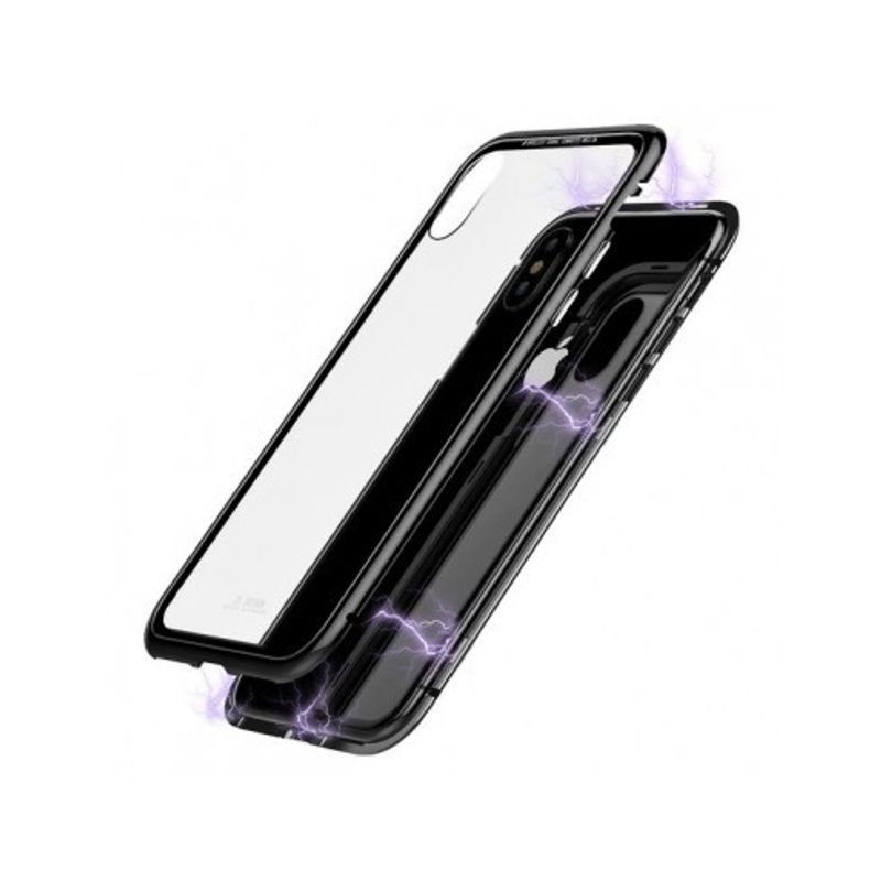 Laptop, Telefoane si Tablete - Telefoane mobile si accesorii - Accesorii Telefoane - Huse telefoane - Husa protectie iPhone XS MAX magnetica, din sticla securizata, 360 grade, negru, Gonga - Infinity.ro