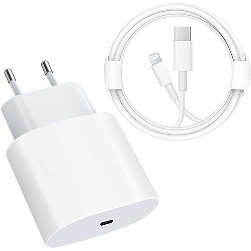 Laptop, Telefoane si Tablete/Telefoane mobile si accesorii/Accesorii Telefoane/Incarcatoare telefoane - Incarcator fast charge compatibil cu iPhone, 20W PD Type C cu cablu USB C Lightning de 1 metru - Infinity.ro