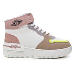 Fashion, accesorii si bijuterii - Femei - Incaltaminte femei - Pantofi femei - Pantofi sport dama inalti, piele ecologica, PS084, Alb cu Roz 36 EU - Infinity.ro