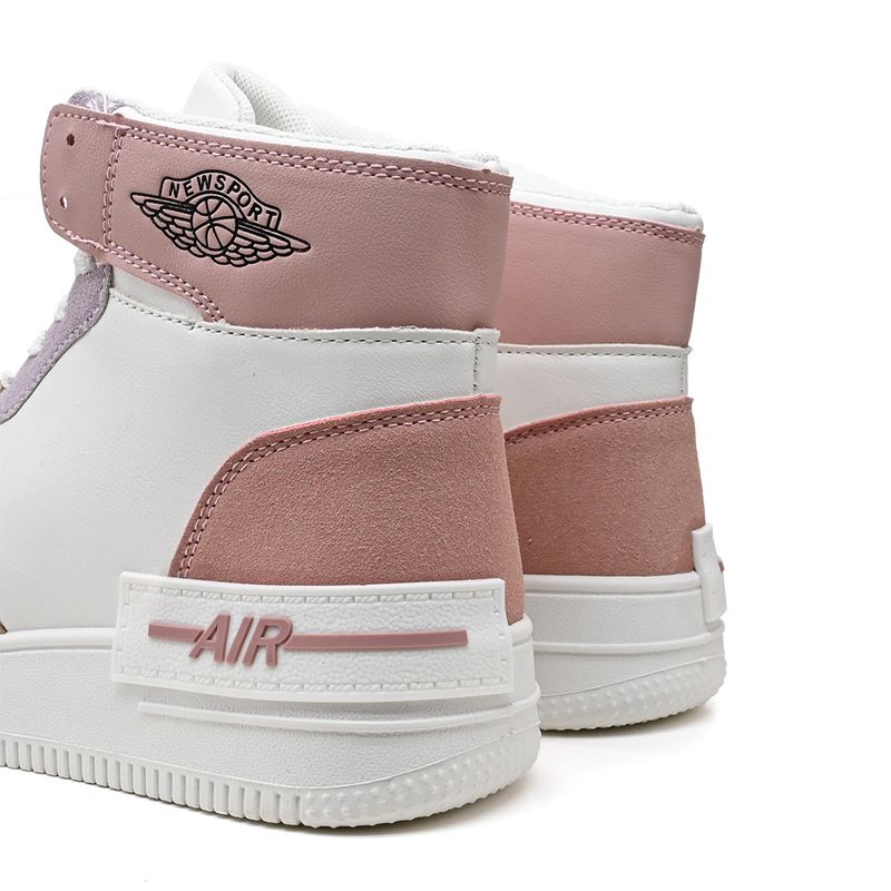 Fashion, accesorii si bijuterii - Femei - Incaltaminte femei - Pantofi femei - Pantofi sport dama inalti, piele ecologica, PS084, Alb cu Roz 36 EU - Infinity.ro