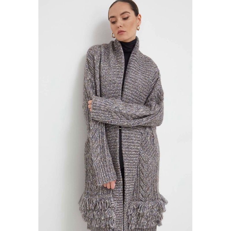 Fashion, accesorii si bijuterii - Femei - Imbracaminte femei - Jachete si geci femei - Cardigan lung de dama Guess Liliane W3BR43, S INTL, Gri - Infinity.ro