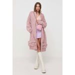 Fashion, accesorii si bijuterii - Femei - Imbracaminte femei - Jachete si geci femei - Cardigan lung de dama Guess Liliane W3BR43, M INTL, Roz - Infinity.ro