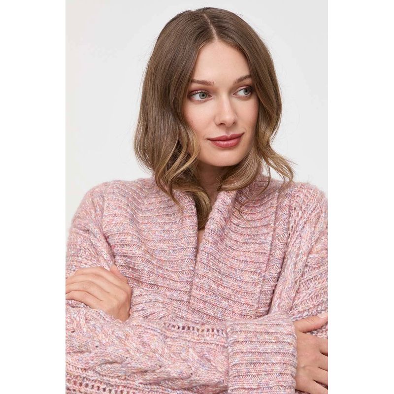 Fashion, accesorii si bijuterii - Femei - Imbracaminte femei - Jachete si geci femei - Cardigan lung de dama Guess Liliane W3BR43, M INTL, Roz - Infinity.ro