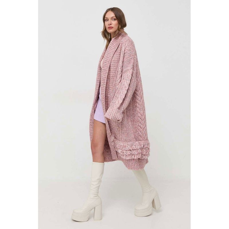 Fashion, accesorii si bijuterii - Femei - Imbracaminte femei - Jachete si geci femei - Cardigan lung de dama Guess Liliane W3BR43, M INTL, Roz - Infinity.ro