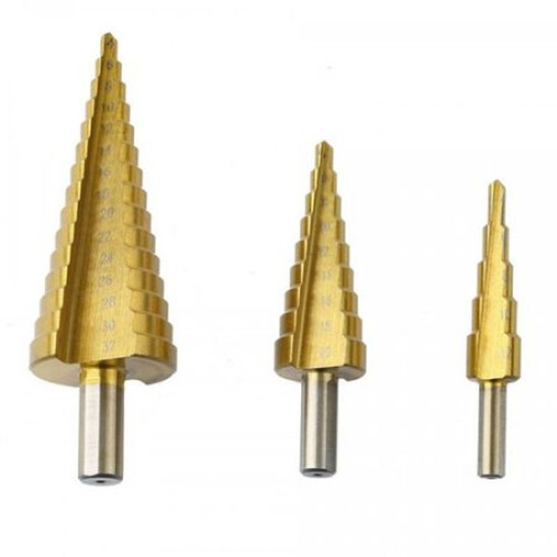 Casa si Gradina - Constructii - Scule electrice si accesorii - Seturi si accesorii pentru gaurit si insurubat - Burghiu conic pentru metal in trepte, spiral conic 4-32 mm, set 3 bucati - Infinity.ro