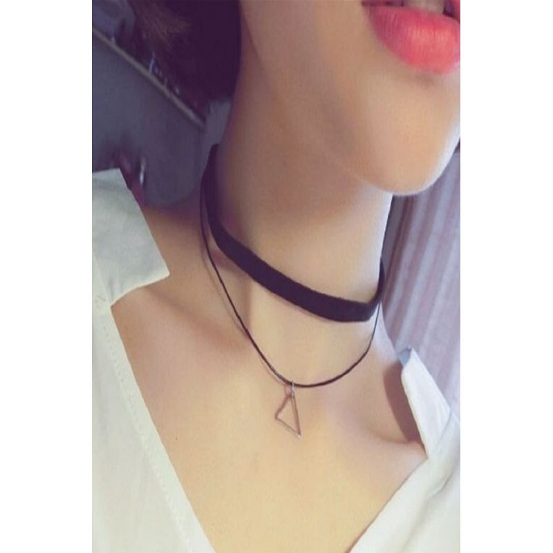 Fashion, accesorii si bijuterii - Femei - Bijuterii femei - Coliere femei - Choker Mystyle Fashion Black pyramid - Colier elegant pentru gat - Infinity.ro