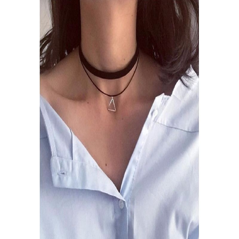 Fashion, accesorii si bijuterii - Femei - Bijuterii femei - Coliere femei - Choker Mystyle Fashion Black pyramid - Colier elegant pentru gat - Infinity.ro