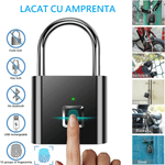 Casa si Gradina - Constructii - Feronerie si accesorii - Lacate - Lacat Smart cu senzor de amprenta MyStyle, 10 amprente, rezolutie 508 DPI, baterie 3.7V 80 mAh - Infinity.ro