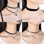 Fashion, accesorii si bijuterii - Femei - Bijuterii femei - Coliere femei - Set 10 coliere pentru gat tip Choker Mystyle Fashion Black - Infinity.ro