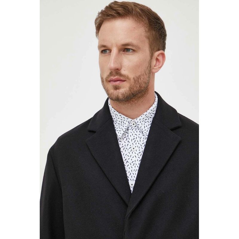 Fashion, accesorii si bijuterii - Barbati - Imbracaminte - Paltoane si trenciuri barbati - Palton de lana Calvin Klein K10K111745,  L INTL, Negru - Infinity.ro
