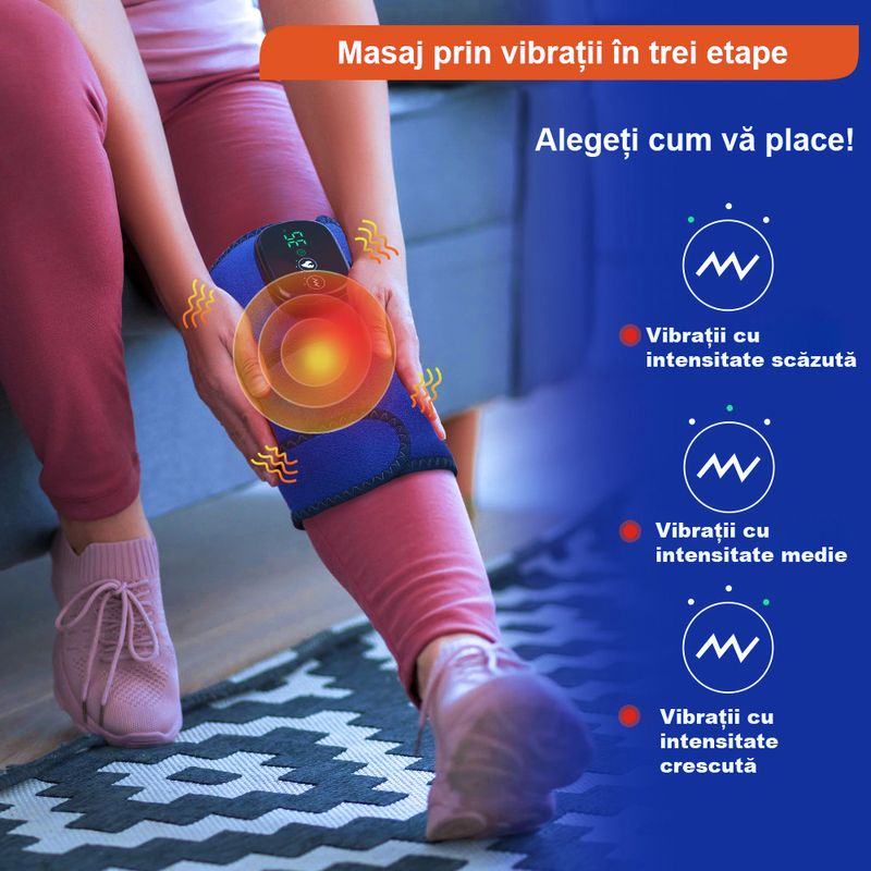 Ingrijire personala si Cosmetice - Sanatate si wellness - Articole wellness - Aparate si dispozitive de masaj - Dispozitiv de masaj pentru articulatii, afisaj digital, 3 trepte de temperatura ,3 nivele de intensitate - Infinity.ro