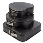Casa si Gradina - Bucatarie si vesela - Vase pentru gatit - Tavi copt - Set de 3 forme pentru copt, baza detasabila, inima, forma rotunda si patrata, Gonga® Negru - Infinity.ro