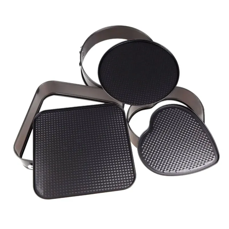 Casa si Gradina - Bucatarie si vesela - Vase pentru gatit - Tavi copt - Set de 3 forme pentru copt, baza detasabila, inima, forma rotunda si patrata, Gonga® Negru - Infinity.ro