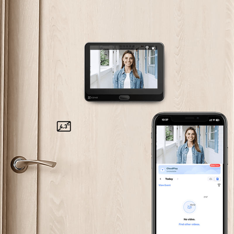Casa si Gradina - Electrice - Smart Home - Control acces si accesorii - Vizor electronic smart EZVIZ, Wi-Fi, FullHD 1080P, monitor 4.3 inch, acumulator 4600mAh, PIR, slot SDcard CS-HP4(2WPFBS) - Infinity.ro