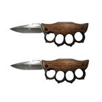Sport si Outdoor - Camping - Cutite, bricege si accesorii - Cutite si bricege - Pachet doua bricege vanatoare Nature Call, maner lemn, 21 cm, maro - Infinity.ro
