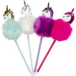 Carti si Birotica - Birotica - Instrumente de scris - Pixuri si stilouri - Set 4 Pixuri Unicorn cu Puf - Infinity.ro