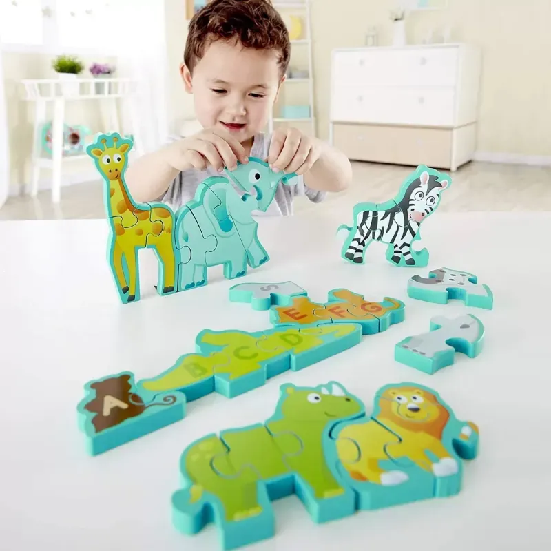 Jucarii, Copii si Bebe - Jucarii si jocuri - Jocuri si puzzle - Puzzle - Puzzle din lemn, aminale salbatice - Infinity.ro