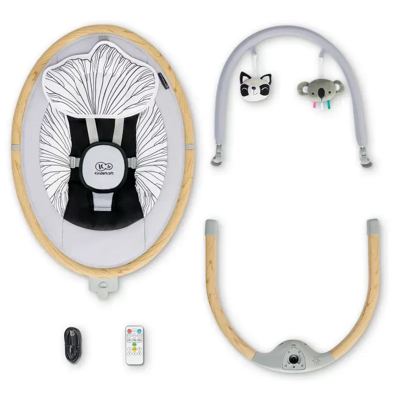 Jucarii, Copii si Bebe - Jucarii si jocuri - Jucarii de exterior - Leagane copii - Leagan electric 2 in1 pentru bebelusi Gri - Infinity.ro