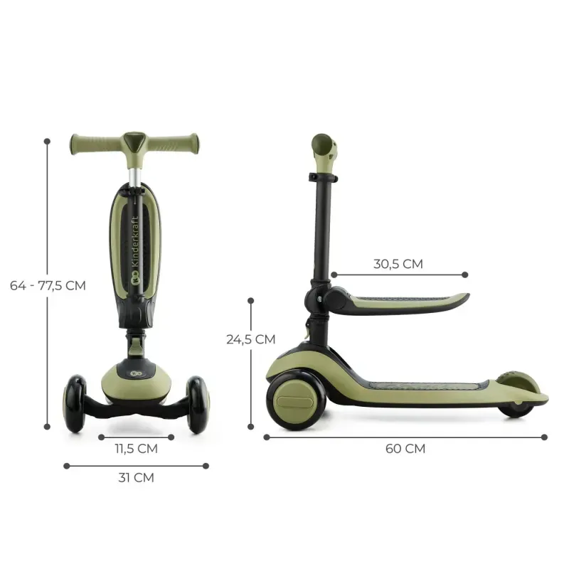 Sport si Outdoor - Role, trotinete si skateboard - Trotinete copii - Trotineta cu trei roti si sacun, verde - Infinity.ro