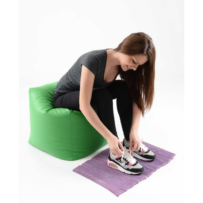 Casa si Gradina - Mobilier - Scaune si fotolii - Tabureti - Taburet cub, material piele ecologica, Gri - Infinity.ro