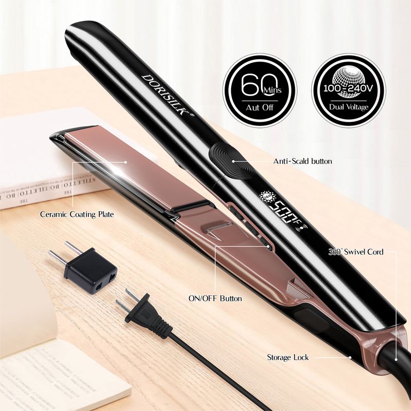 Ingrijire personala si Cosmetice - Aparate & accesorii ingrijire personala - Hair styling - Placi de indreptat parul - Placa profesionala 2 in 1: indreapta si onduleaza parul, NanoTitanium, reglabila pana la 260°C, ideala pentru calatorii - Infinity.ro