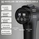 Ingrijire personala si Cosmetice - Sanatate si wellness - Articole wellness - Aparate si dispozitive de masaj - Aparat de masaj reincarcabil,Touch screen, Cu 30 de niveluri de viteza, 6 capete de masaj, 3200 RPM, Negru - Infinity.ro