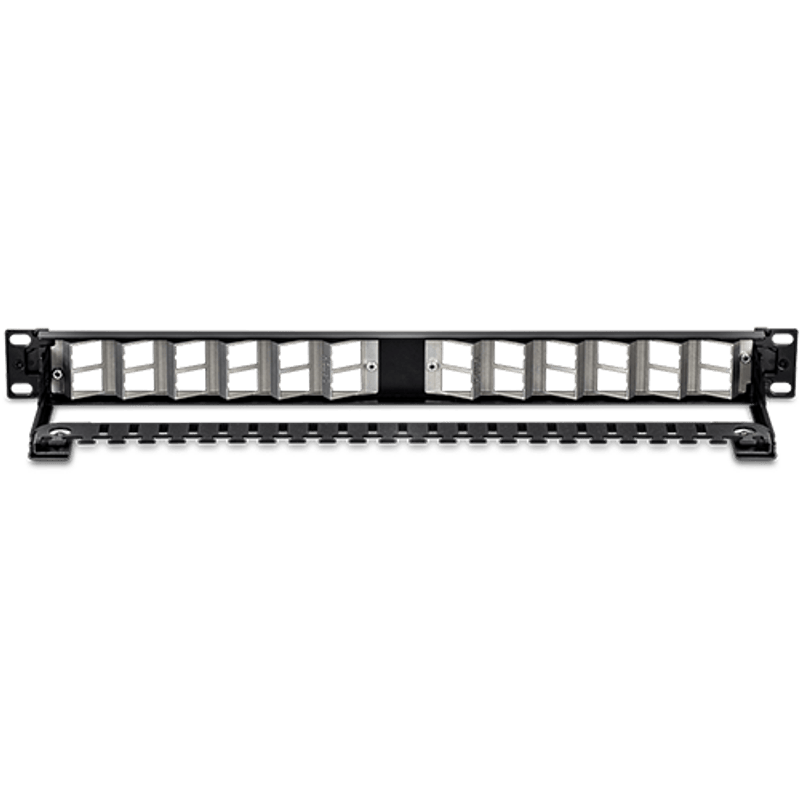 PC, gaming si accesorii - Retelistica - Cabluri si accesorii - Patch Panel ecranat 24 porturi blank keystone inclinate 1U - TRENDnet TC-KP24SA - Infinity.ro