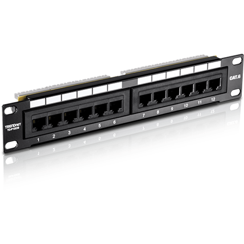 PC, gaming si accesorii - Retelistica - Cabluri si accesorii - Patch Panel 12 porturi RJ45 UTP 10', Cat6 - TRENDnet TC-P12C6 - Infinity.ro