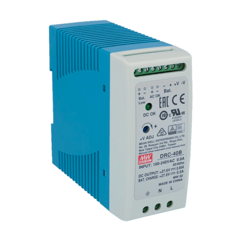 Casa si Gradina - Electrice - Smart Home - Accesorii control acces si supraveghere - Sursa de alimentare in comutatie, 27.6V / 0.95A + 0.5A, sina DIN, backup - MEAN WELL DRC-40B - Infinity.ro