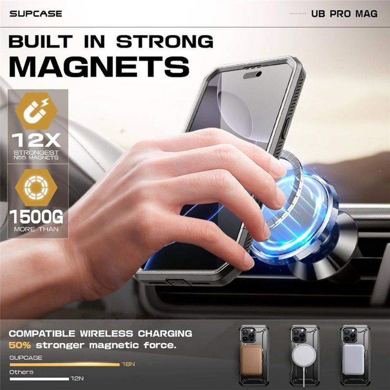Laptop, Telefoane si Tablete - Telefoane mobile si accesorii - Accesorii Telefoane - Huse telefoane - Husa pentru iPhone 16 Pro, Supcase Unicorn Beetle Pro MagSafe, negru - Infinity.ro