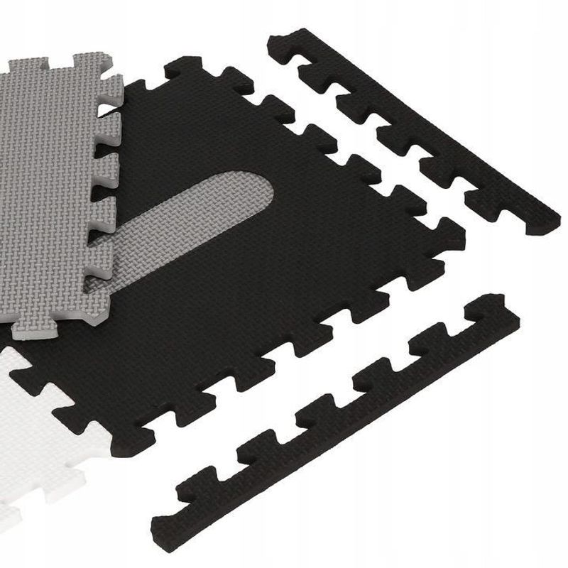 Casa si Gradina - Textile si covoare - Covoare - Covoare copii - Covor spuma ptr copii, EVA gri cu negru, model alfabet si numere, 172x172x1cm, Springos - Infinity.ro
