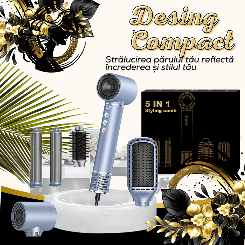 Ingrijire personala si Cosmetice - Aparate & accesorii ingrijire personala - Hair styling - Uscatoare de par - Uscator de Par Profesional 5 in 1, Multifunctional, 320 milioane Ioni Negativi, 1400 W, Efect Coanda,Salon la tine acasa - Infinity.ro
