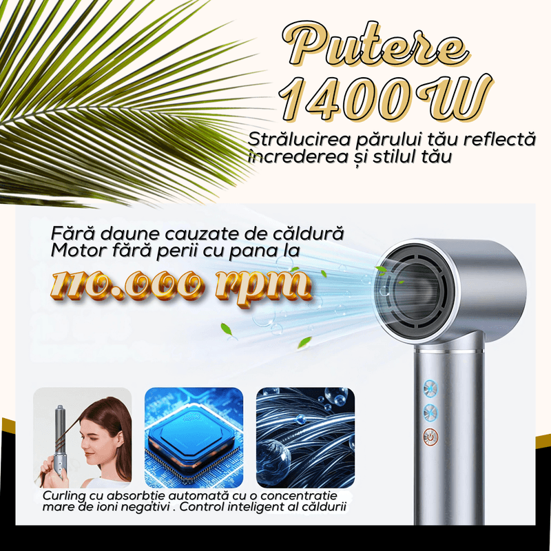Ingrijire personala si Cosmetice - Aparate & accesorii ingrijire personala - Hair styling - Uscatoare de par - Uscator de Par Profesional 5 in 1, Multifunctional, 320 milioane Ioni Negativi, 1400 W, Efect Coanda,Salon la tine acasa - Infinity.ro