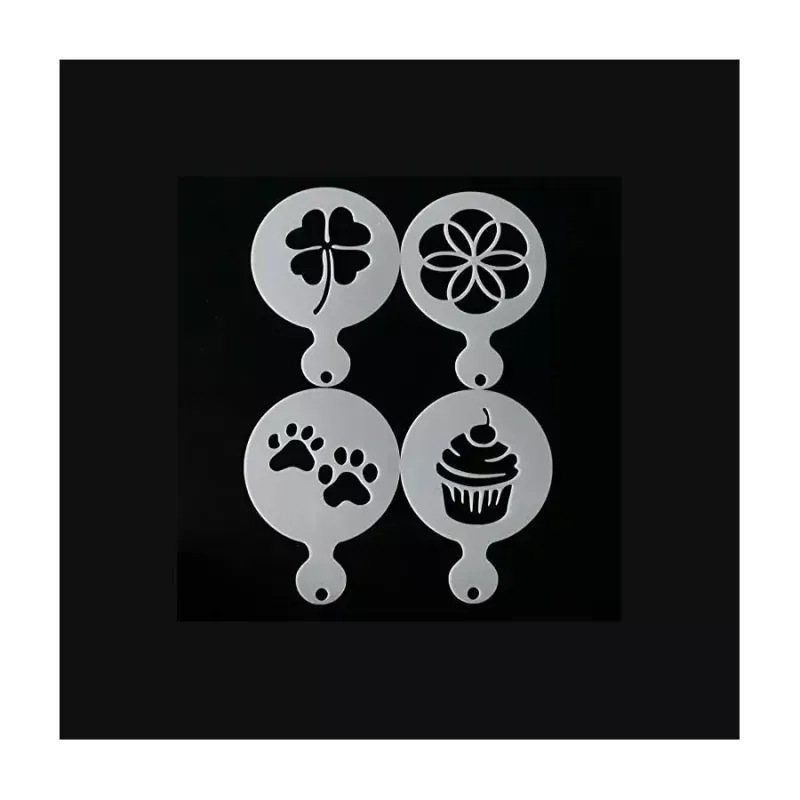 Casa si Gradina - Bucatarie si vesela - Ustensile bucatarie - Ustensile ornare prajituri - Set Sabloane Decorare Cappuccino si Prajituri 4 buc - Infinity.ro