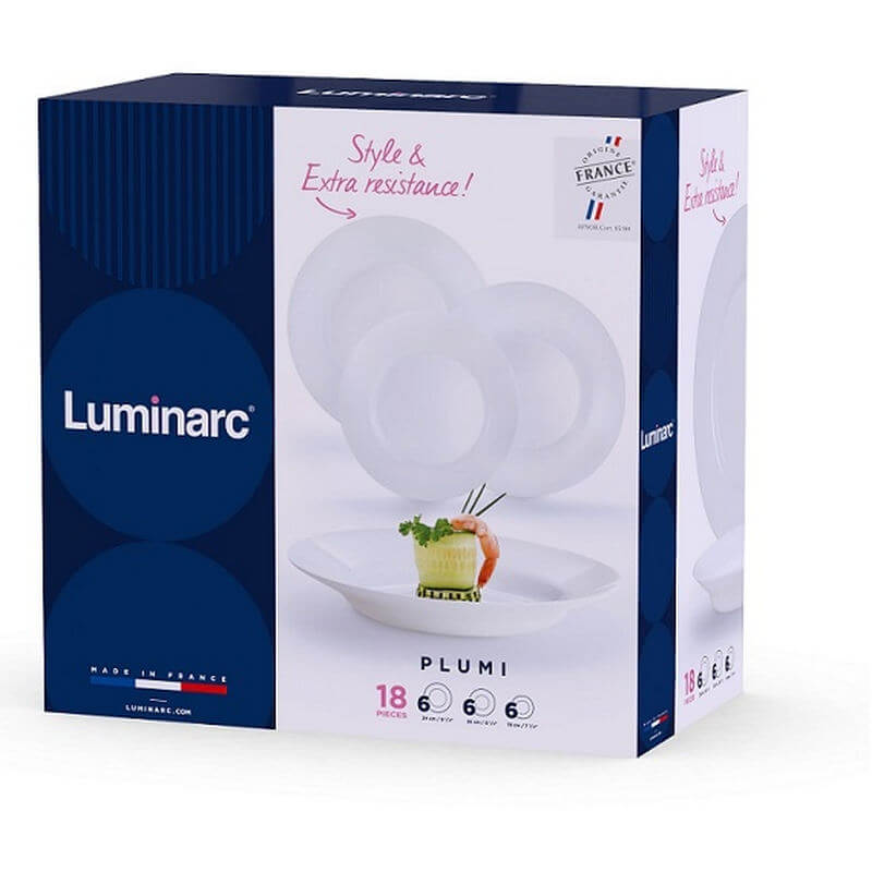 Casa si Gradina - Bucatarie si vesela - Vesela si tacamuri - Servicii de masa - Serviciu de masa Luminarc Plumi 18 piese alb - Infinity.ro