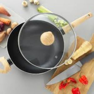 Tigaie wok cu capac 28 cm, invelis non-stick, negru, PROGRESS Scandi Smartstone
